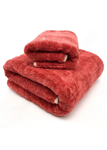 Unbranded подарочный набор полотенец из микрофибры для бани для лица (473778-prob) красный однотонный красный производство -