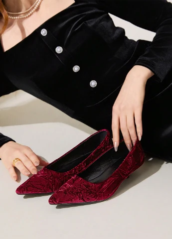 SHEIN Туфлі туфлі-човники бордовий з текстиль, китай — демісезон (341484548)