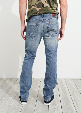 Светло-синие демисезонные прямые джинсы Hollister