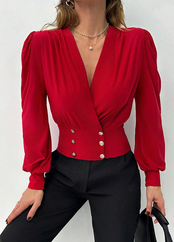 Красная блуза на запах SHEIN