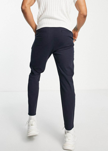 Темно-синие кэжуал демисезонные зауженные брюки Asos