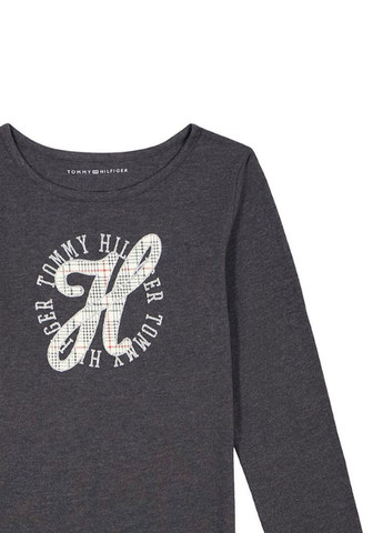 Серый демисезонный кэжуал лонгслив Tommy Hilfiger с логотипом