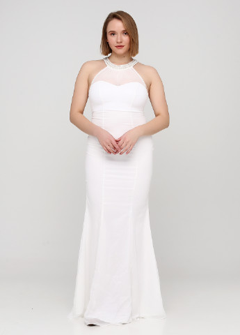 Білий весільна плаття, сукня зі шлейфом, годе Goddiva однотонна
