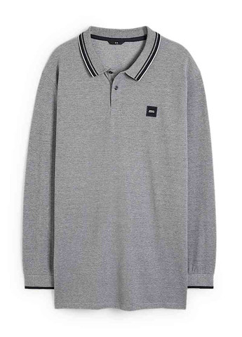 Серая футболка-поло для мужчин C&A меланжевая