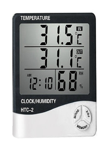 Термометр электронный с часами метеостанция с выносным датчиком HTC-2 Белый No Brand (253644897)