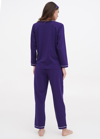 Темно-фіолетова всесезон піжама (лонгслів штани, маска для сну) лонгслив + брюки Lucci
