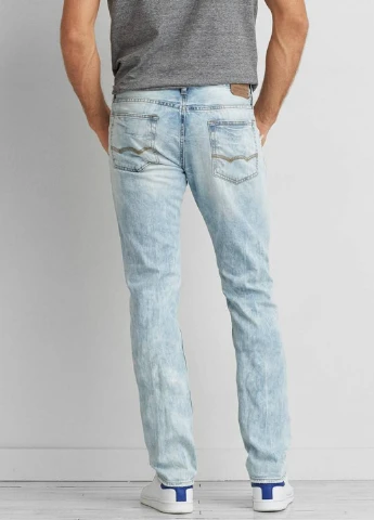 Голубые демисезонные прямые джинсы American Eagle