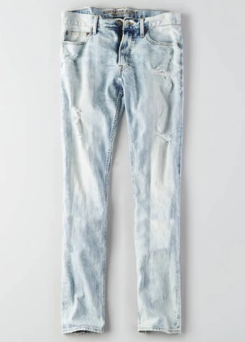 Голубые демисезонные прямые джинсы American Eagle