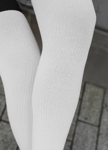 Білі панчохи з чорним манжетовм вище колін Mo Ko Ko Socks (253636861)