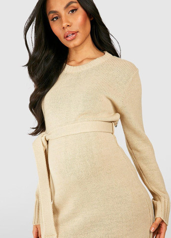 Песочное кэжуал платье для беременных платье-свитер Boohoo однотонное