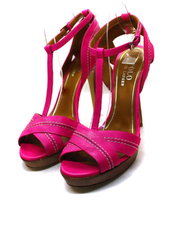 Розовые босоножки Ralph Lauren на высоком каблуке с ремешком американские