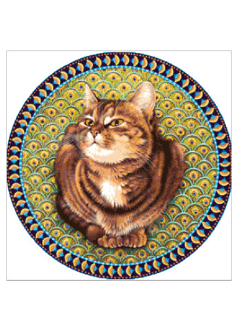 Набор для вышивания бисером Тарелка с кошкой 55х55 см Александра Токарева (188848234)