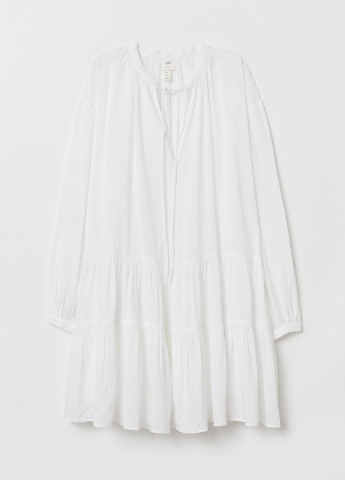 Белое кэжуал платье а-силуэт, оверсайз H&M однотонное