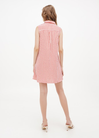 Красное кэжуал платье рубашка Terranova в полоску