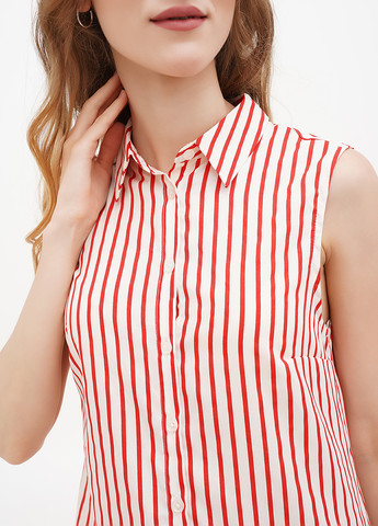 Красное кэжуал платье рубашка Terranova в полоску