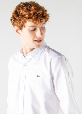 Белая кэжуал рубашка с логотипом Lacoste