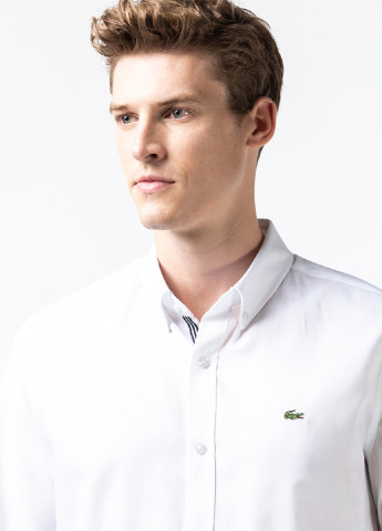 Белая кэжуал рубашка с логотипом Lacoste