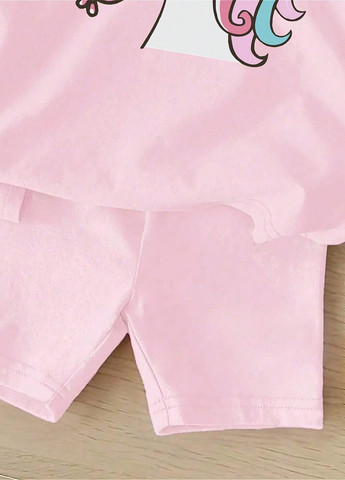 Світло-рожевий літній костюм (футболка, шорти) SHEIN