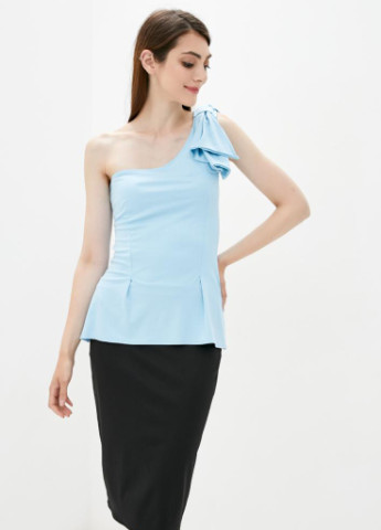 Голубая демисезонная женская блуза с бантиком jain Podium
