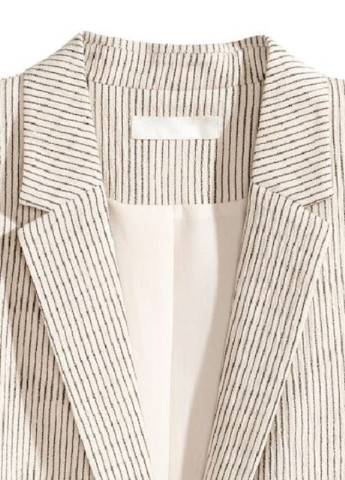 Белый женский пиджак в узкую полоску натуральный белый/полоска H&M полосатый - всесезон