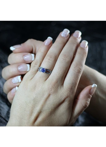 Серебряное кольцо с синими камнями Swarovski Катрина UMAX (245360094)