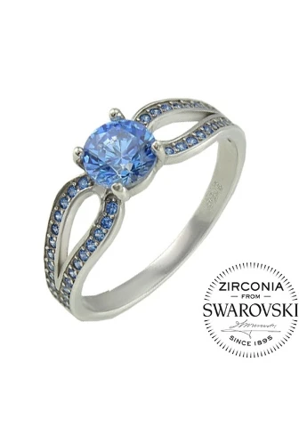 Серебряное кольцо с синими камнями Swarovski Катрина UMAX (245360094)