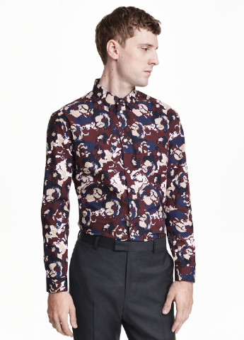 Цветная кэжуал рубашка с рисунком H&M с длинным рукавом