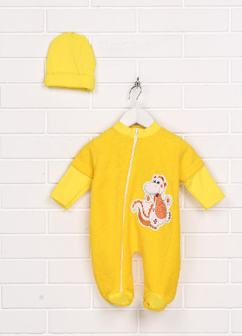 Желтый демисезонный комплект (человечек, шапка) Baby Art