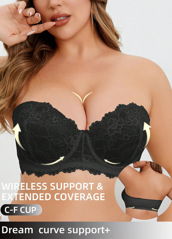 Чёрный балконет бюстгальтер SHEIN с косточками полиамид