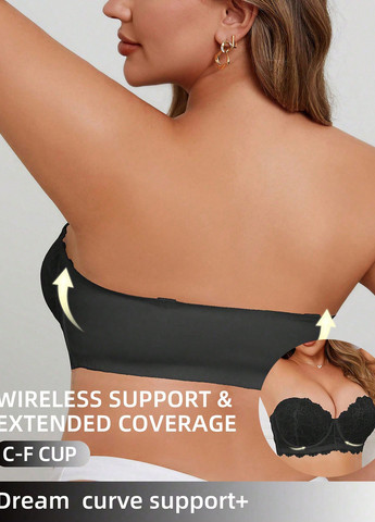 Чёрный балконет бюстгальтер SHEIN с косточками полиамид