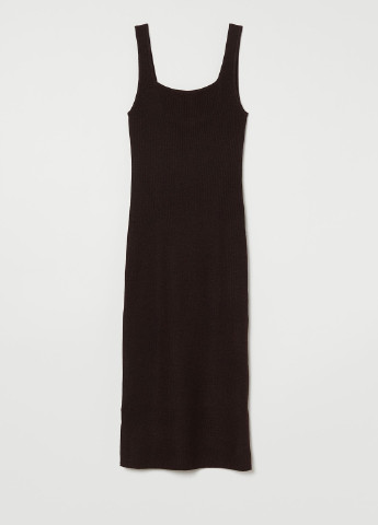 Темно-коричневое кэжуал платье вязаное H&M однотонное