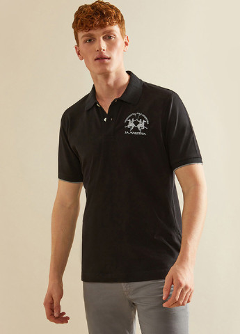 Черная футболка-поло для мужчин La Martina с надписью
