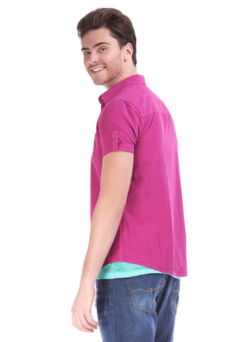 Фиолетовая кэжуал рубашка однотонная Яavin с коротким рукавом