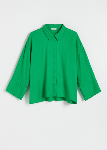 Зеленая кэжуал рубашка с геометрическим узором Reserved
