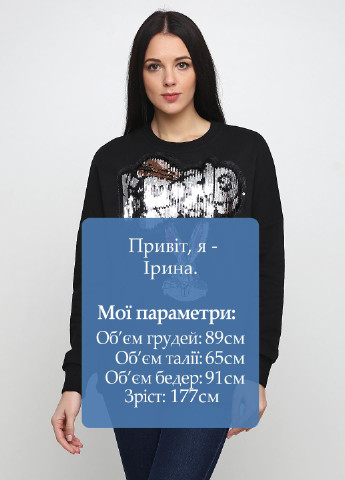 Свитшот Zara - Прямой крой рисунок черный кэжуал - (123447355)