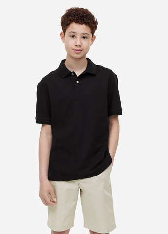 Черная футболка поло для мальчиков H&M однотонная
