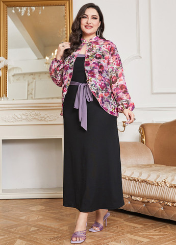 Комбинированный демисезонный комплект (платье, накидка) SHEIN