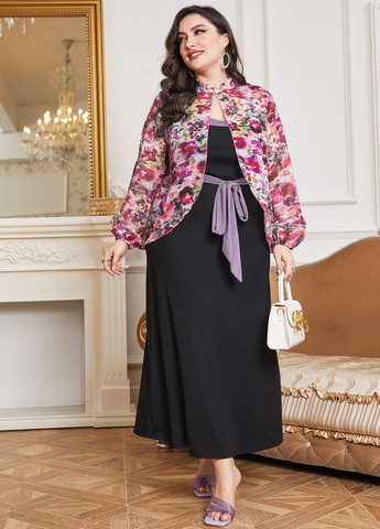 Комбинированный демисезонный комплект (платье, накидка) SHEIN