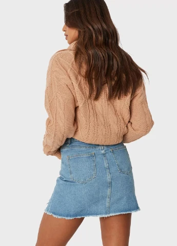 Голубая кэжуал однотонная юбка Missguided
