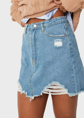 Голубая кэжуал однотонная юбка Missguided