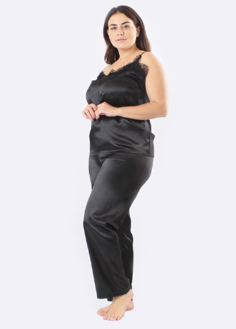 Черный демисезонный комплект (халат, майка, брюки) Ghazel