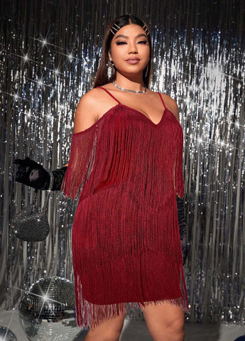 Красное коктейльное платье SHEIN однотонное