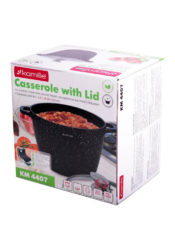 Каструля з кришкою KM-4407 6.2 л 24 см Kamille (254703774)