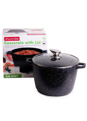 Каструля з кришкою KM-4407 6.2 л 24 см Kamille (254703774)
