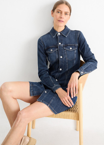 Темно-синя джинсова сукня сукня-сорочка C&A однотонна