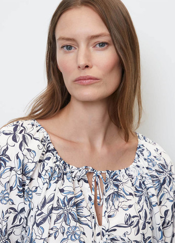 Молочное кэжуал платье а-силуэт Marc O'Polo с цветочным принтом