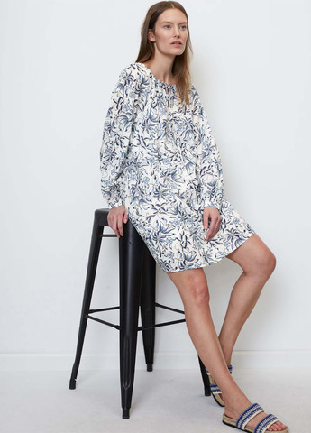 Молочное кэжуал платье а-силуэт Marc O'Polo с цветочным принтом