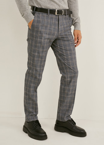 Серые классические, кэжуал демисезонные прямые брюки C&A