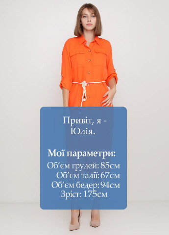 Оранжевое кэжуал платье рубашка Vivia's однотонное