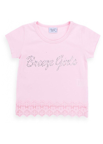 Розовая демисезонная футболка детская с кружевом (9001-110g-pink) Breeze